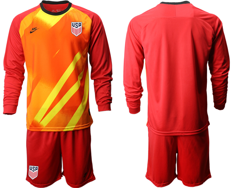 Men 2020-2021 Season National team United States goalkeeper Long sleeve red Soccer Jersey2->united states jersey->Soccer Country Jersey